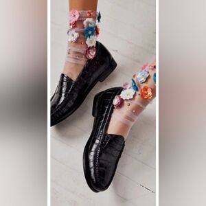 New w/o Tags Leather GH Bass Black Croco Loafers, Size 8.5